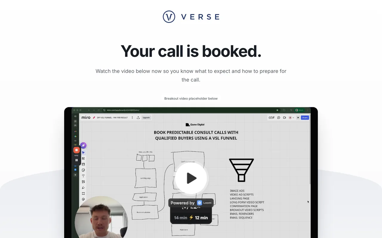Confirmation page preview